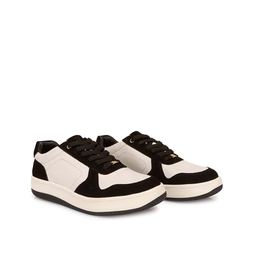 Zapatilla Casual TERI-2650 Blan/Neg Viale Cuero - Imagen 4