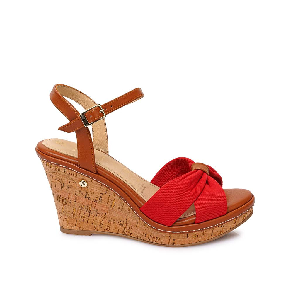Sandalia D'Orsay Casual WAL-2612 Rojo/Natural Piazza