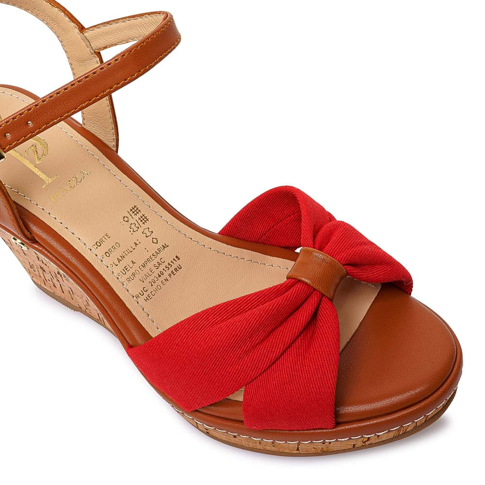 Sandalia D'Orsay Casual WAL-2612 Rojo/Natural Piazza - Imagen 3