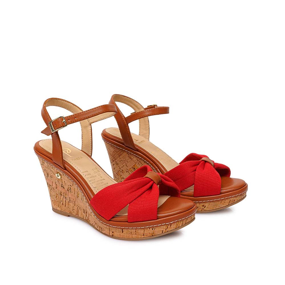 Sandalia D'Orsay Casual WAL-2612 Rojo/Natural Piazza - Imagen 4