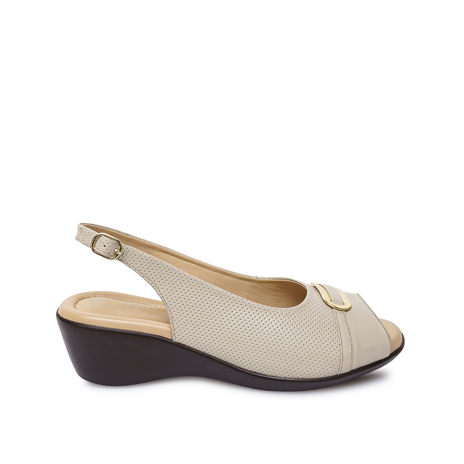 Sandalia Peep Toe Casual WIL-2503 Blan/Off Viale Cuero - Imagen 5