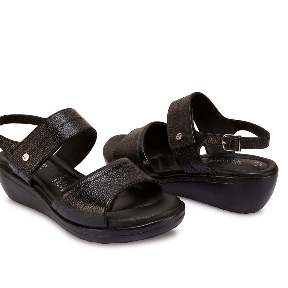Sandalia D'orsay Casual WIL-2602 Negro Viale Cuero - Imagen 3