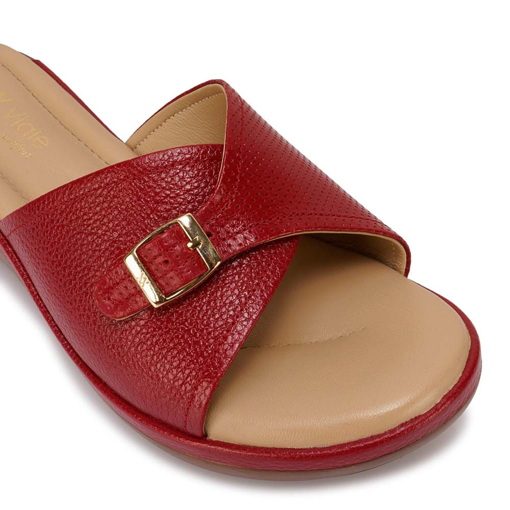 Sandalia Slide Casual WIL-2603 Rojo Viale Cuero - Imagen 2