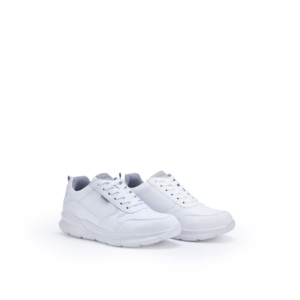 Zapatilla Escolar Casual JOSE-2512 Blanco Rabbit Cuero - Imagen 4