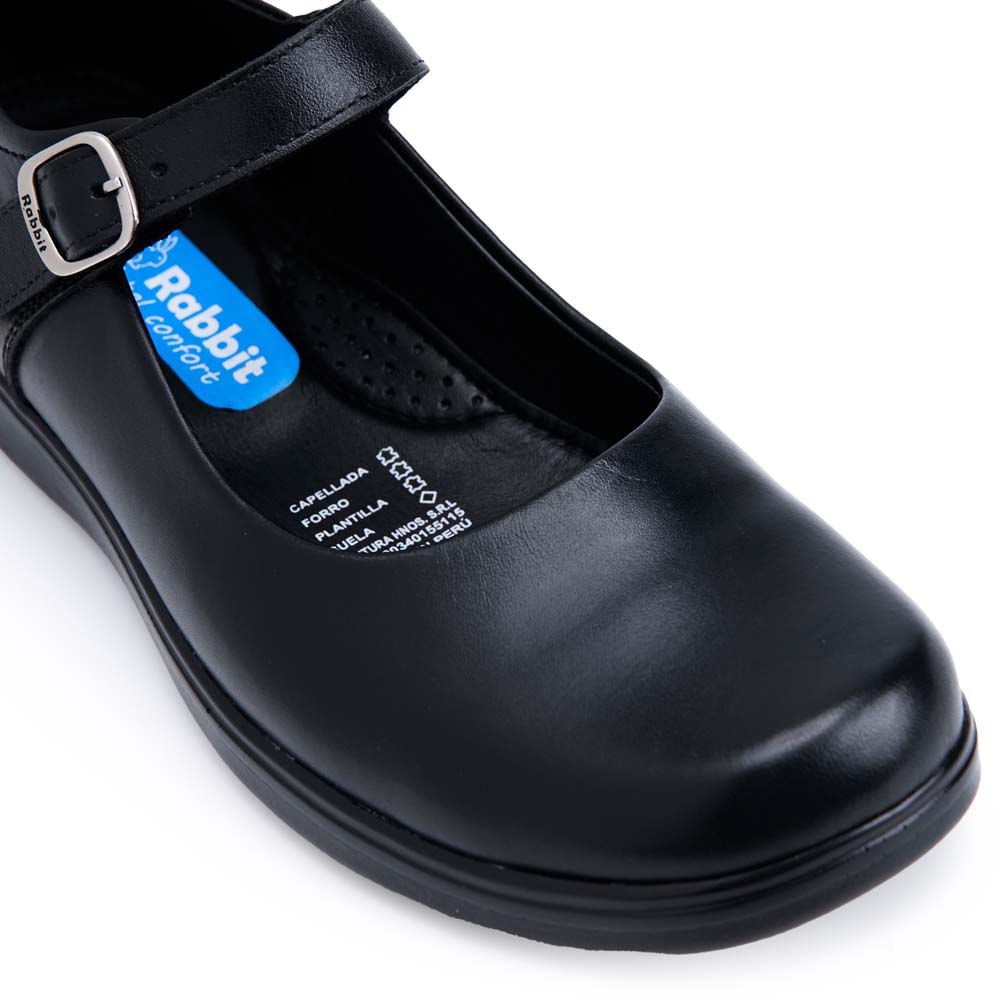 Zapato Escolar Ballerina Casual MANA-2504 NEGRO Rabbit Cuero - Imagen 2