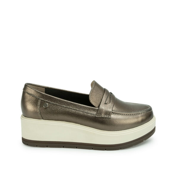 Zapato Mocasín Casual DENI-2617 Plata/Quem Viale Cuero